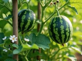 Ripe sugar baby watermelon cut open showing red flesh and black seeds