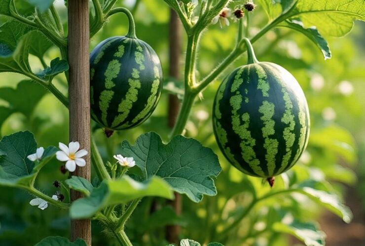 Ripe sugar baby watermelon cut open showing red flesh and black seeds