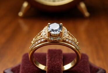 Shiny 14K gold ring with smooth polished band