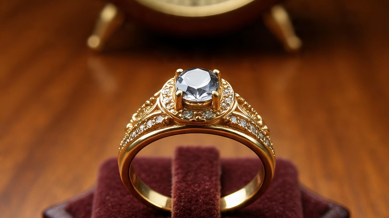 Shiny 14K gold ring with smooth polished band