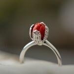 Tulip ring with diamond gemstone and petal-inspired setting